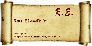 Rau Elemér névjegykártya